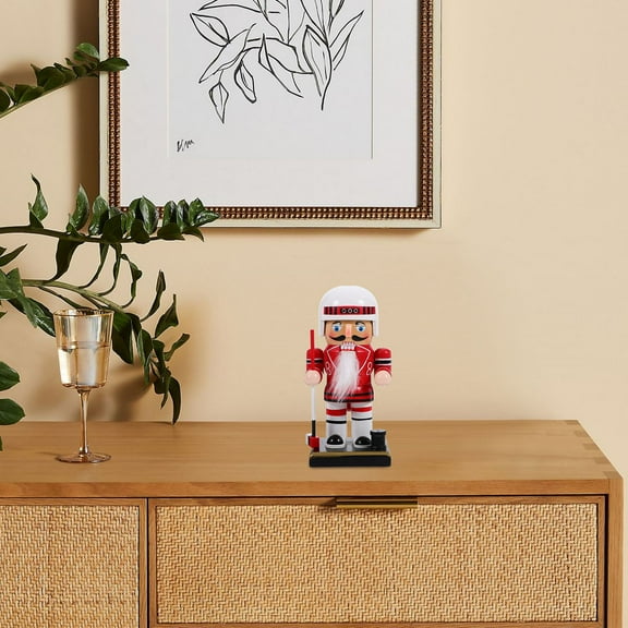 FRCOLOR Hockey Style Player Traditional Wooden Nutcracker Christmas Table Centerpiece Decor