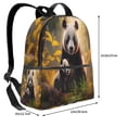 thumbnail image 4 of Lsque Forest Panda Pattern Backpack – School Travel Canvas Daypack with Ergonomic Padded Straps, Multiple Compartments & Leather Handle, 4 of 5