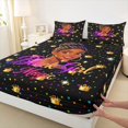 thumbnail image 4 of Castle Fairy Empowering Girl With Crown Motif King Sheets 4pcs,Colorful Polka Dots Bedding,Black Purple Gold,1 Fitted Sheet, 1 Flat Sheet and 2 Pillowcases, 4 of 6