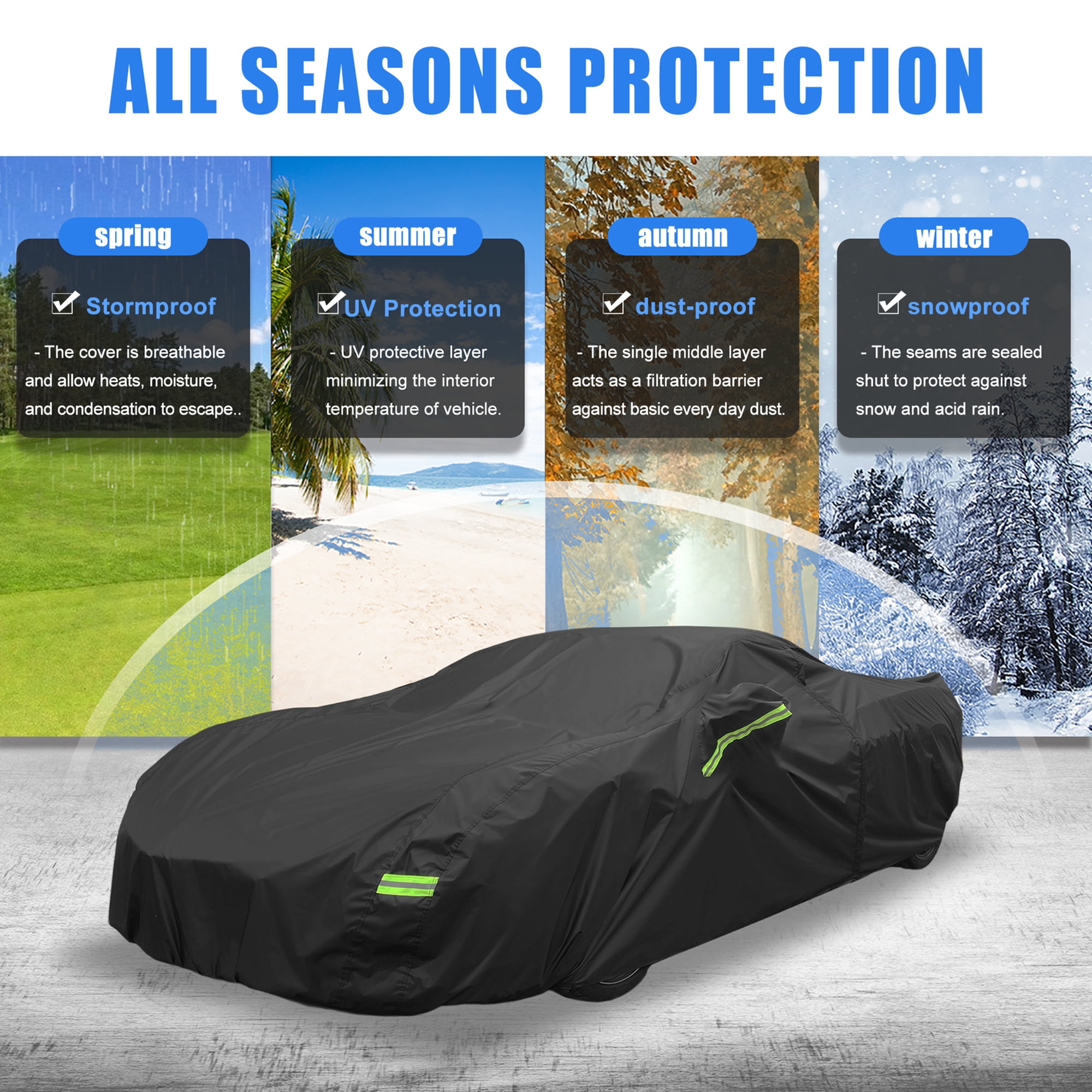 Unique Bargains 210Dpu Waterproof Car Cover Black ["for Chevrolet Corvette C4 1984-1996"]