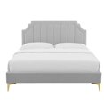thumbnail image 3 of Modway Lit Plateforme Grand en Velours de Performance Sienna, Gris Pâle, 3 of 11