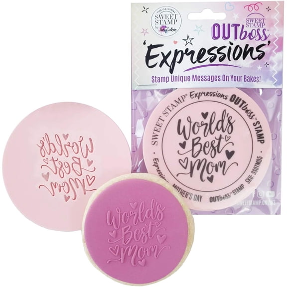 Sweet Stamp by AmyCakes Outboss Plastic Expression Stamp, Elegant World's Best Mom