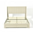 thumbnail image 1 of Homy Casa Cadre de Lit Rembourré avec Rangement pour Chambre, Lit Grand, Beige, 1 of 6