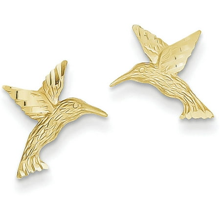 13 Mm Earrings - 13mm Satin Hummingbird Post Earrings in 14k Yellow Gold