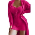 thumbnail image 1 of Bellella Femmes Sleepwear Manches Longues Loungewear Cordon Cardigan Flou et Robe Courte Deux Pièces Tenues Femmes Pyjamas Ensembles Rose Rouge L, 1 of 2