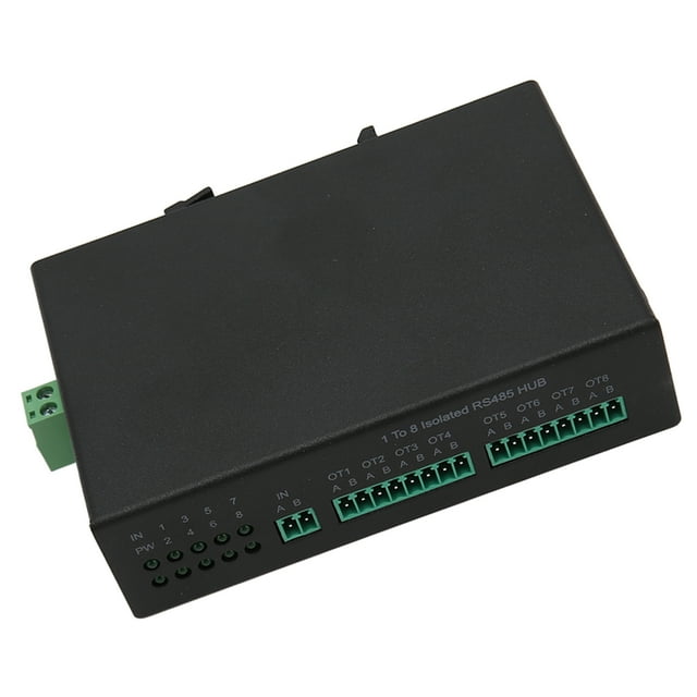 Serial RS232 RS485 RS422 to Fiber Converter, 1 to 8 RS485 Splitter HUB Bidirectional High Speed Optic Modem for Industrial System, Communicate, Transportation, Education