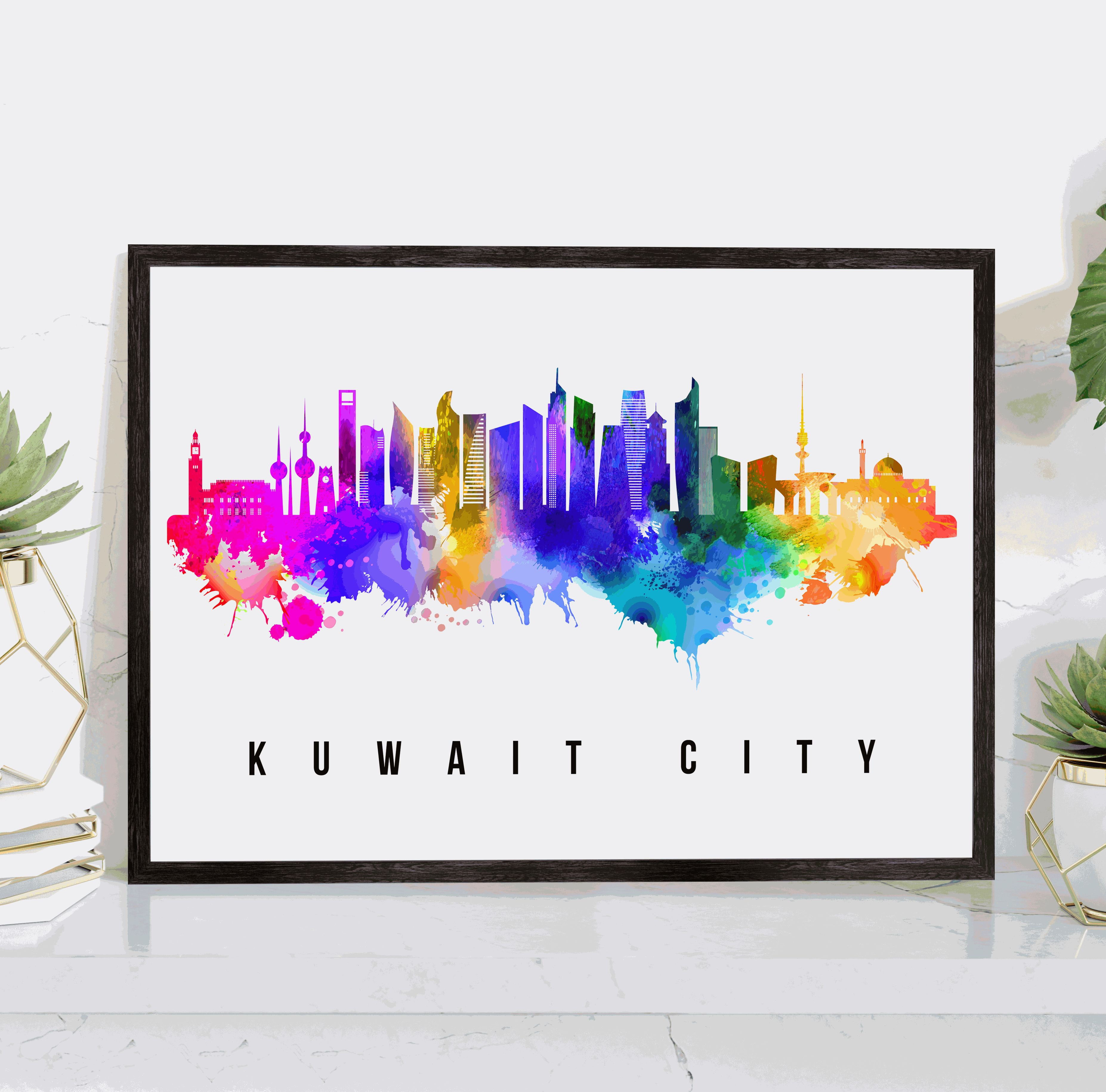Pera Print Kuwait City Skyline Kuwait Poster, Kuwait City Cityscape