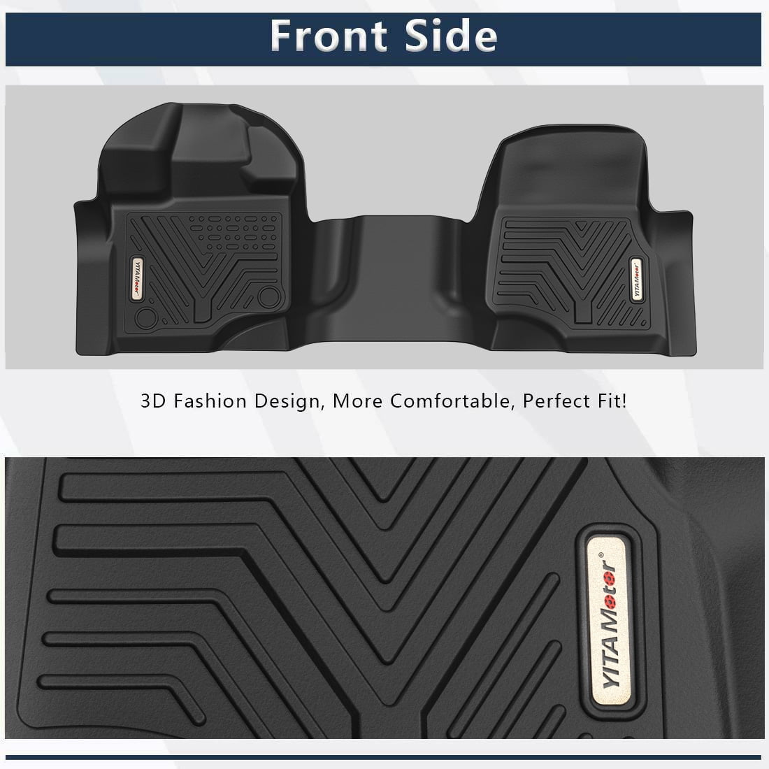 RVNI Custom Fit Floor Mats Compatible with 2015-2023 Ford F-150 SuperCab/Extended Cab with 1st Row Bench Seats Only, All Weather Protection 2 Row Floor Liner Set Black