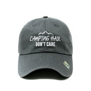 Outdoor Camping Hair Don't Care Dad Hat Cotton Baseball Cap Polo Style Low Profile - Charcoal
