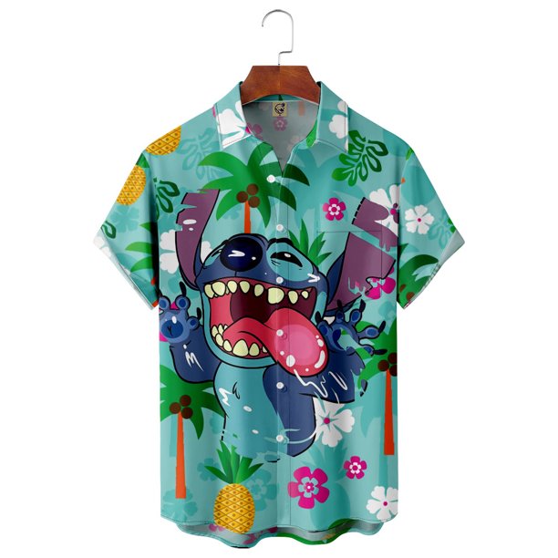 Disney Lilo & Stitch Shirt Chest Pocket Short Sleeve Hawaiian Shirt ...