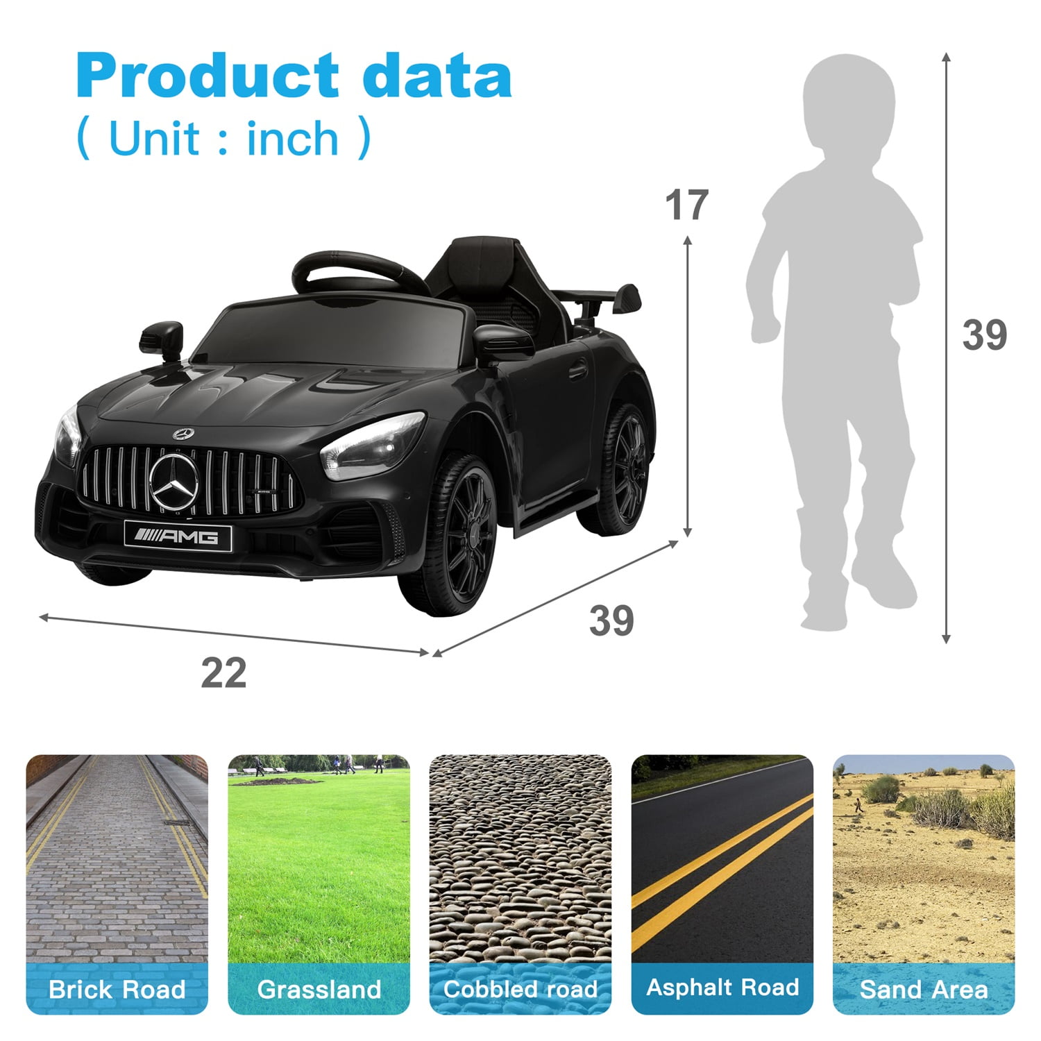 CIPACHO Dual Drive 12V Powered Ride Ons Sports Car with 2.4G Remote Control Licensed Mercedes-Benz AMG GTR for Kids, Black CIPACHO Dual Drive 12V Powered Ride Ons Sports Car with 2.4G Remote Control Licensed Mercedes-Benz AMG GTR for Kids, Black