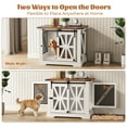 thumbnail image 4 of Flycity 27.5" Farmhouse Dog Crate Furniture with Sliding Door for Puppy, Wooden Dog Kennel Indoor with 3 Doors, Decorative Pet House End Table for Living Room, White, 4 of 8