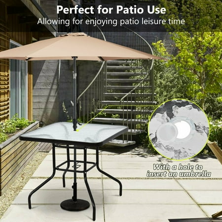 31 5 Patio Square Glass Top Table Steel Frame Dining Table Patio
