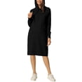 thumbnail image 2 of Unique Bargains Womens' Pullover Sweatshirt Long Sleeve Hoodie Dress with Pockets L Black, 2 of 6