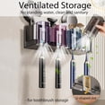 thumbnail image 4 of ABCISI Suction Cup Toothbrush Holders for Bathroom, Wall Mounted Toothbrush Holder Set with 4 Cup Holders & 4 Storage Compartments, Bathroom Organizer for Toothpaste, Razor, Comb, Room Accessories, 4 of 9