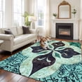 thumbnail image 3 of Abstract Green Black Flowers Washable Living Room Rugs 6'x9', Vintage Abstract Black Green Flowers Low Pile Throw Large Area Rug Non-Slip Sturdy Edge Binding Carpet for Dining Room Kitchen Office, 3 of 9