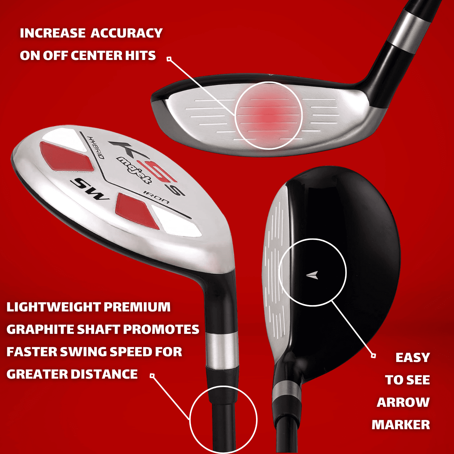 Majek Golf Senior Men's SW Hybrid Senior Flex Right Handed Utility A Flex Club with Premium Men's Arthritic Grip