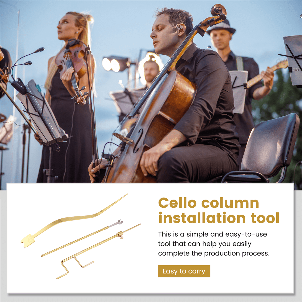Cello Luthier Tools Kit Cello Sound Post Set Sound Post Installation Tool Cello Making Repair Tools Curved