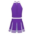 thumbnail image 2 of Aislor Girls Cheerleading Uniform Stage Suit Sleeveless Crop Top with Pleated Skirt Set Costume Purple 16, 2 of 7