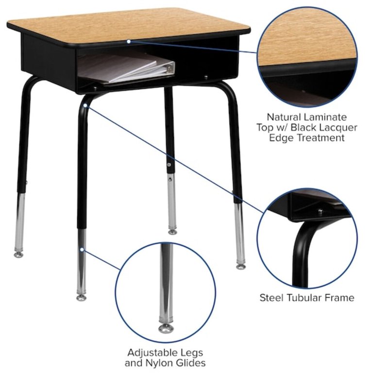 Flash Furniture Billie Adjustable Student Desk with Book Box photo 5