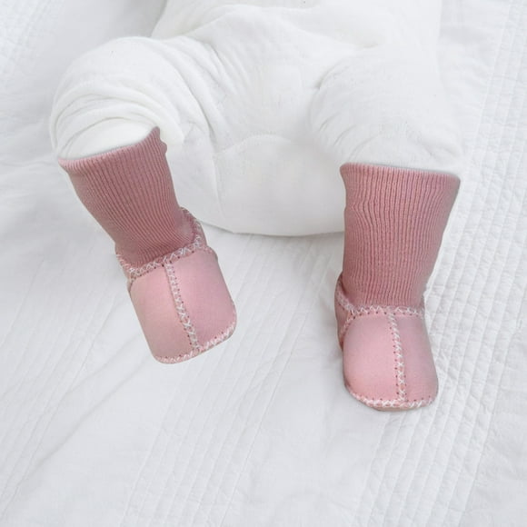 Xihbxyly Zapatos de Bebé de Suela Suave, Cálidos y Transpirables de Imitación de Piel de Oveja, Antideslizantes, para Interior de Invierno, Cómodos, Elásticos, Forro Suave de Algodón y Lana, Fáciles