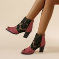 thumbnail image 3 of NECHOLOGY Botas Mujer Adulto Femenino Zapatos Botines de mujer Botas de pez de tacón grueso con cremallera en la parte posterior de encaje de malla para mujer (Wine, 6.5), 3 of 7
