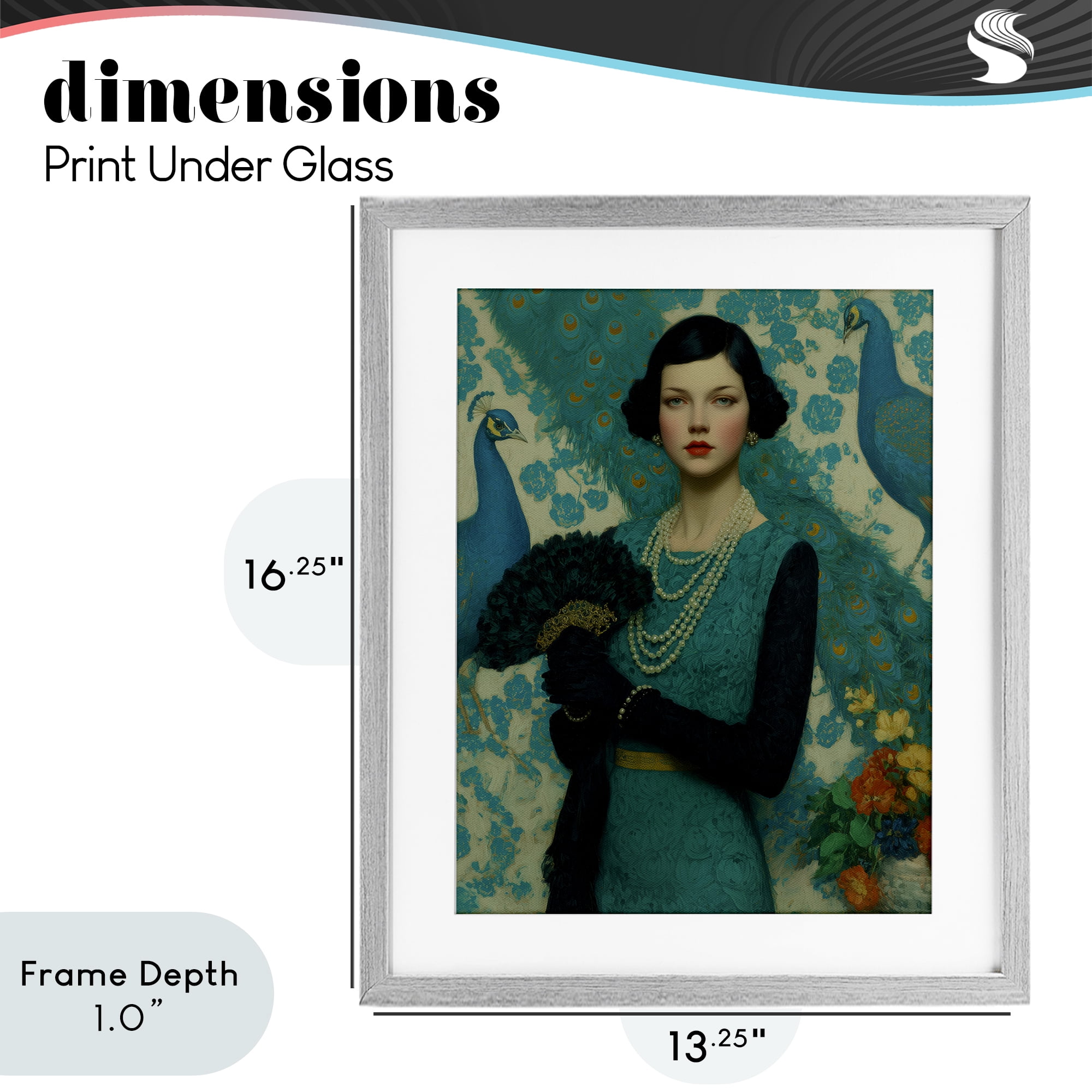 Stupell Industries Vintage Peacock Poise Gray Framed Print Under Glass, design by A Barefoot Stylist