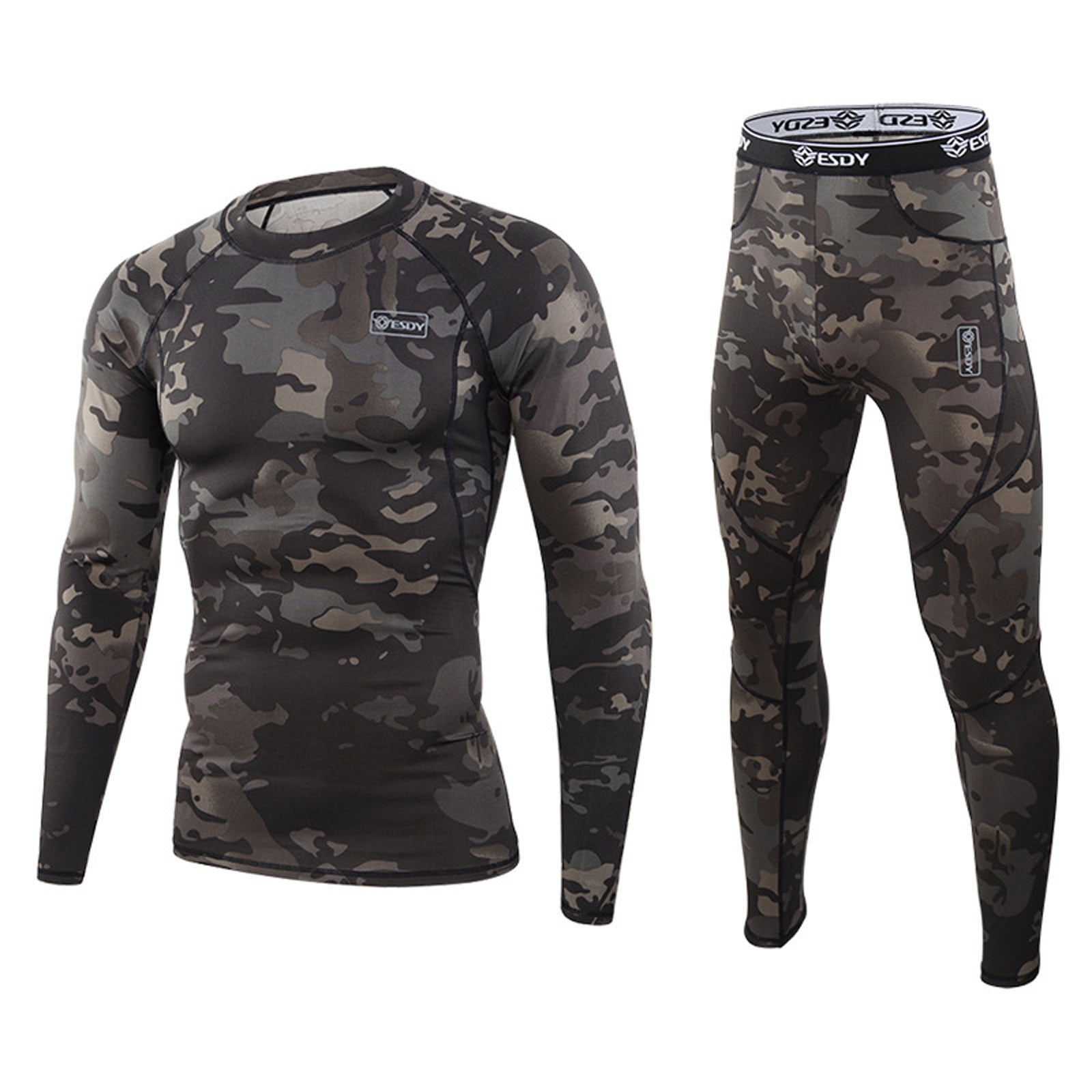 LISTHA Mens Thermal Underwear Set Winter Sport Hunting Sport Long Base Layer Bottom Top Black M