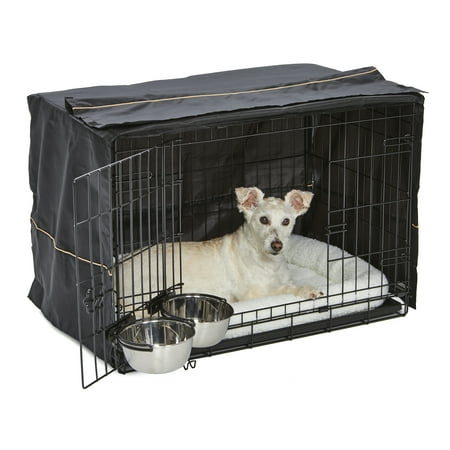 Midwest Homes for Pets Dog Crate Starter Kit | One 2-Door iCrate, Pet Bed, Crate Cover & 2 Pet Bowls | 30-Inch Ideal for Medium Dog