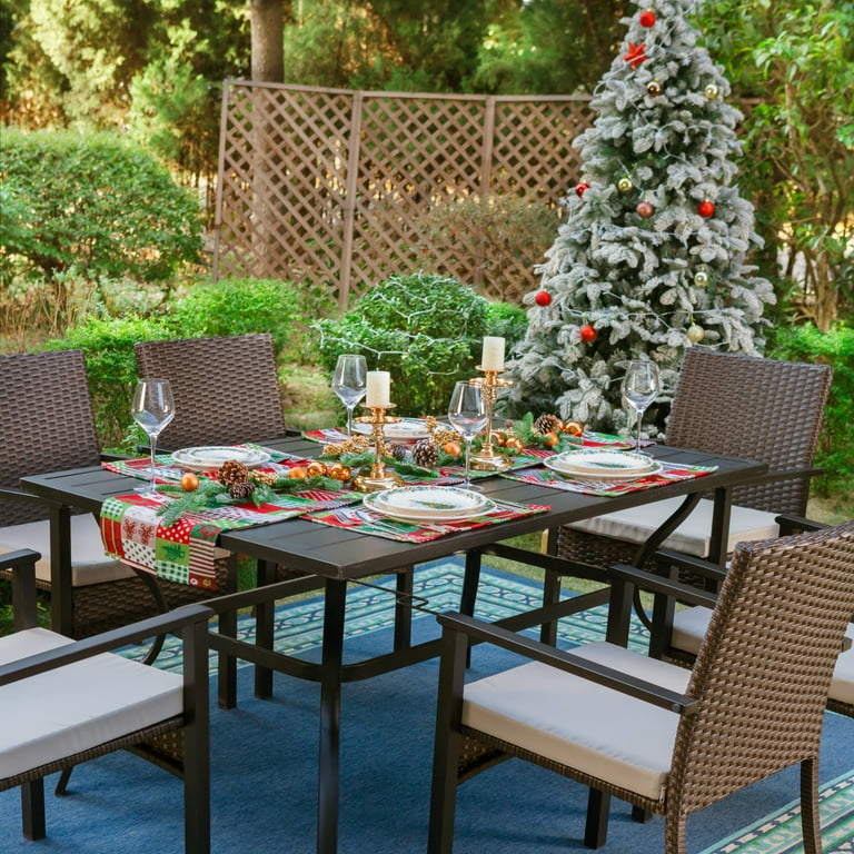 MF Studio 7-Piece Outdoor Wicker Dining Set with Cushioned