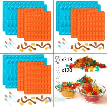 

16Pack Silicone Gummy Bear/Earthworm Mold Candy Chocolate Jelly DIY Making Molds