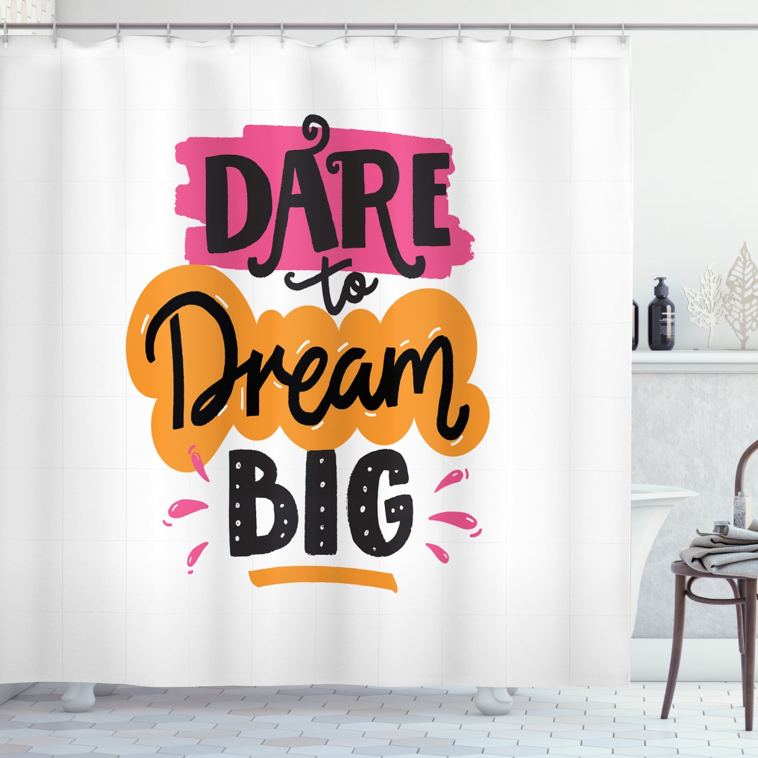 Dream Shower Curtain, Dare to Dream Big Lettering Positive