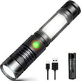 thumbnail image 1 of LED rechargeable flashlight magnetic, USB pocket flashlight with COB work light, 4 modes, waterproof, scalable, small tactical flashlight, camping trip emergency, 1 of 7