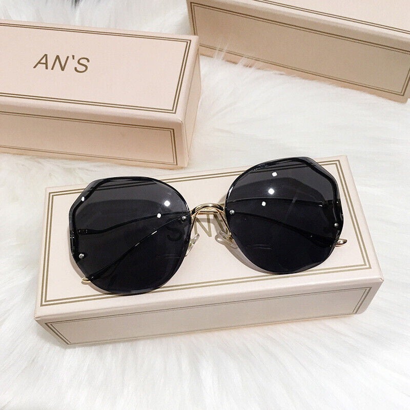 Luxury Rimless Sunglasses Women Fashion Oversized Outdoor Gradient Shades  UV400