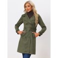 thumbnail image 2 of Unique Bargains Women's Strap Cuff Solid Double Breasted Tie Belt Trench Coats S Army Green, 2 of 6