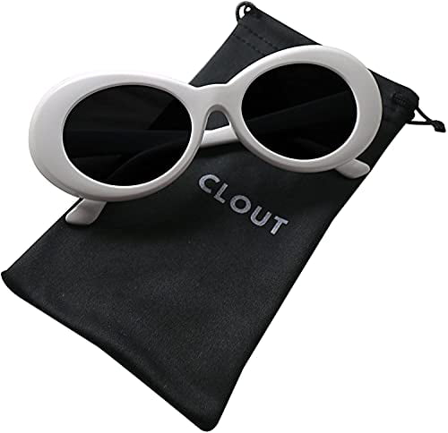 Thick Oval Frame White Clout Goggles Mod Fashion Kurt Cobain Sunglasses 
