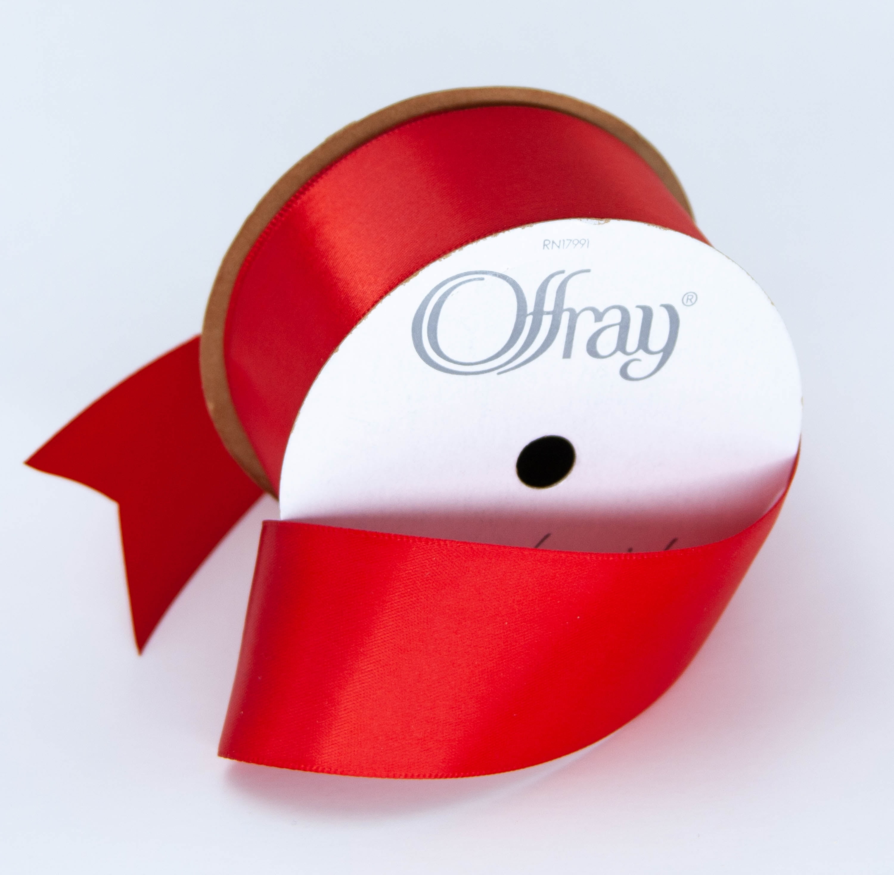 Offray Ribbon, Red 1 1/2 inch Double Face Satin Polyester Ribbon, 12 feet 