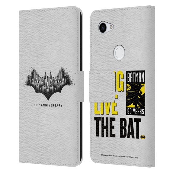 Head Case Designs Officially Licensed Batman DC Comics 80th Anniversary Logo Gotham Leather Book Wallet Case Cover Compatible with Google Pixel 3a