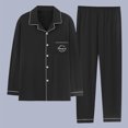 thumbnail image 2 of Yuncity Men's Pajama Sets Autumn Winter Loose Collar Home Clothes Long Sleeve Set Homewear Black Xxxl, 2 of 3