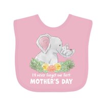Inktastic I'll Never Forget Our 1st Mother's Day Elephant Family Boys or Girls Baby Bib