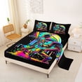 thumbnail image 2 of Castle Fairy Sport Baseball Gamer King Sheets 4pcs, Neon Ice Cream Drip Bedding, Black Green Yellow,1 Fitted Sheet, 1 Flat Sheet and 2 Pillowcases, 2 of 6