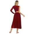 thumbnail image 2 of Mufeng Womens Lyrical Dance Costume Modern Contemporary Dance Dress Single Long Sleeve Mesh Tulle Burgundy M, 2 of 7