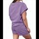 thumbnail image 3 of Conjunto de Pijama de 2 Piezas para Mujer, Color Liso, Cuello Redondo, Informal, de Tela Texturizada, Corta, , Talla L, 3 of 7