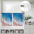 thumbnail image 5 of Kitchen Window Curtains Valance and Tier Set, Watercolor Beach Blue Ombre Rod Pocket Tier Curtain Valance Set, Summer Sandbeach Seaside Light Filtering Cafe Curtains for Bedroom Living Room, 5 of 9