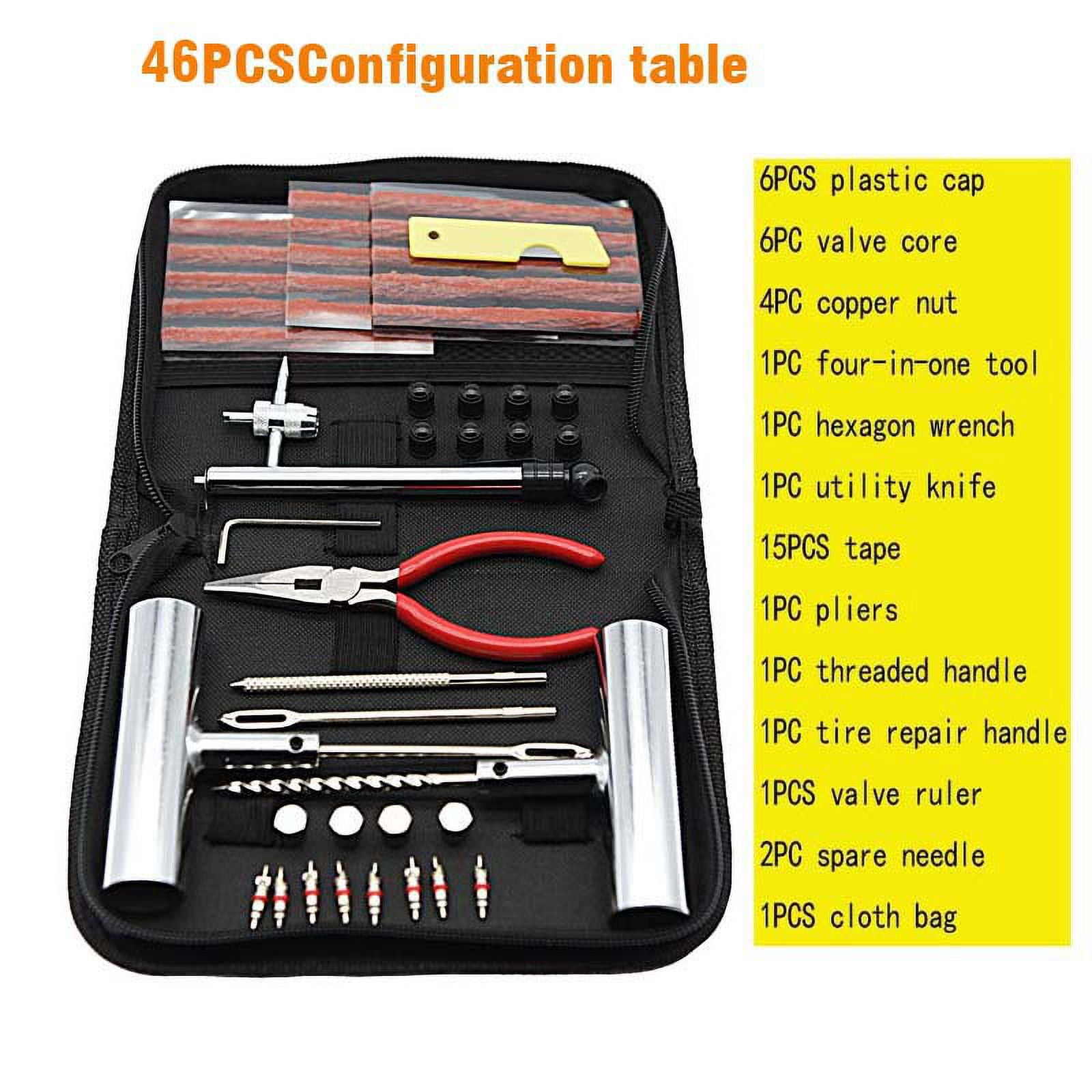 Kit Réparation Pneus 20 Cordes - Urgence Voiture, Moto, Camionnette - Étui Inclus