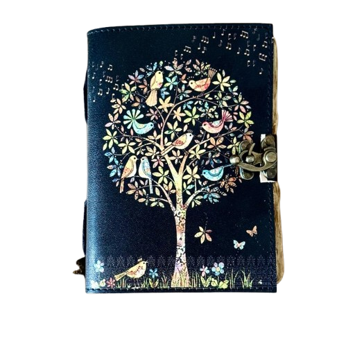 Tree of Life Leather Grimoire Journal – Blank Book of Shadows, 200 Pages Vintage Witchcraft Spellbook, Gothic Magic Diary ,