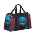 thumbnail image 2 of Easygdp Neon Cyberpunk Blue Bear Print Gym Bag Travel Duffel Bag,Weekender Bags for with Compartment,Carry on Overnight Bag, 2 of 7