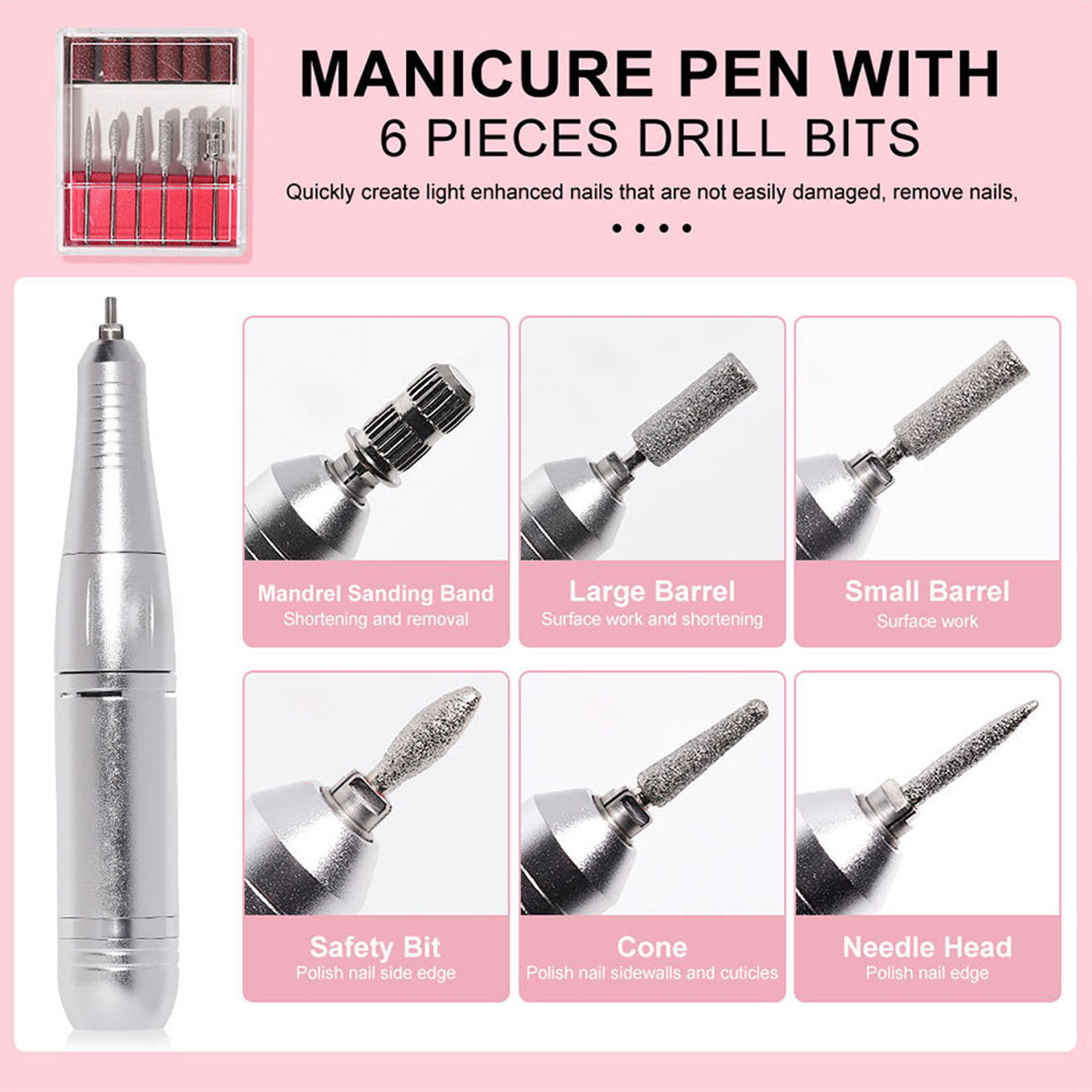 45000rpm Nails Drill Electric Nails Drill Machine Manicures Tool Low Noise Nails File Drill Set for Salon Household Use