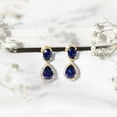 thumbnail image 4 of Rosec Jewels Certified Lab Grown Blue Sapphire Drop Earrings for Women - Teardrop Earrings - AAAA Quality - with Jewelry Box, 14K Yellow Gold, 4 of 8
