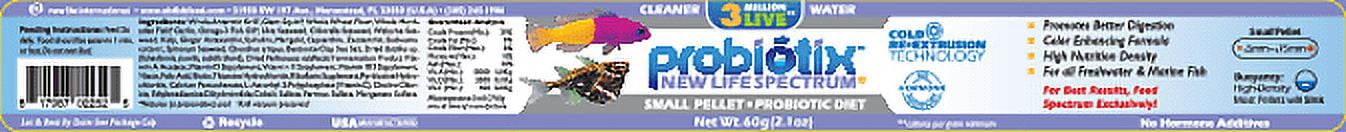 New Life Spectrum Probiotix Small Fish Food Pellets for Enhanced Digestion, 60 g